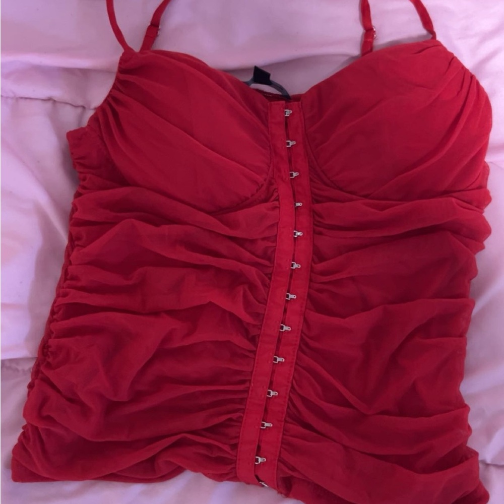 Moa Moa Red Ruched Camisole Crop Top